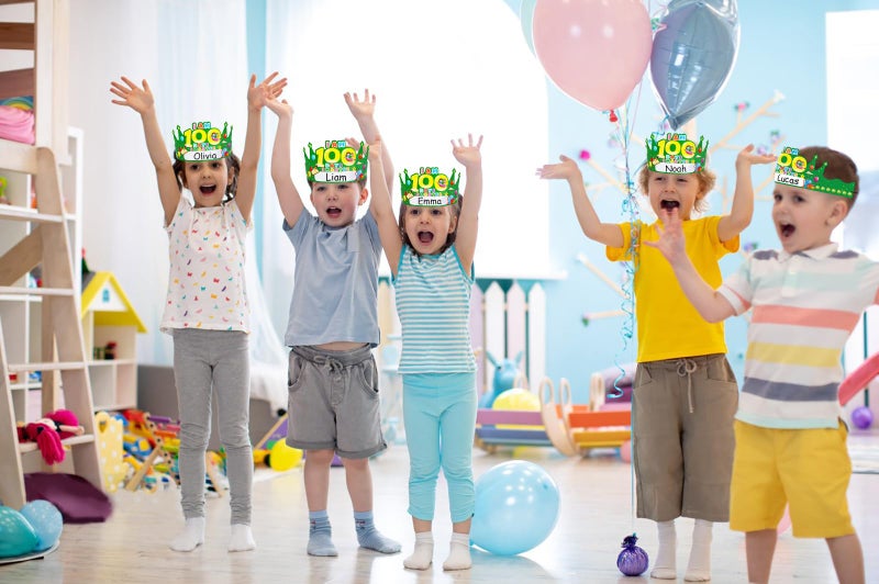 WhatSign 100th Day of School 100 Days of School Paper Crowns for Kids 24Pcs 100th Day of School Decorations Paper Crown Birthday Party Hat for School Activity Classroom Supplies  Medium  1-black - Image 5